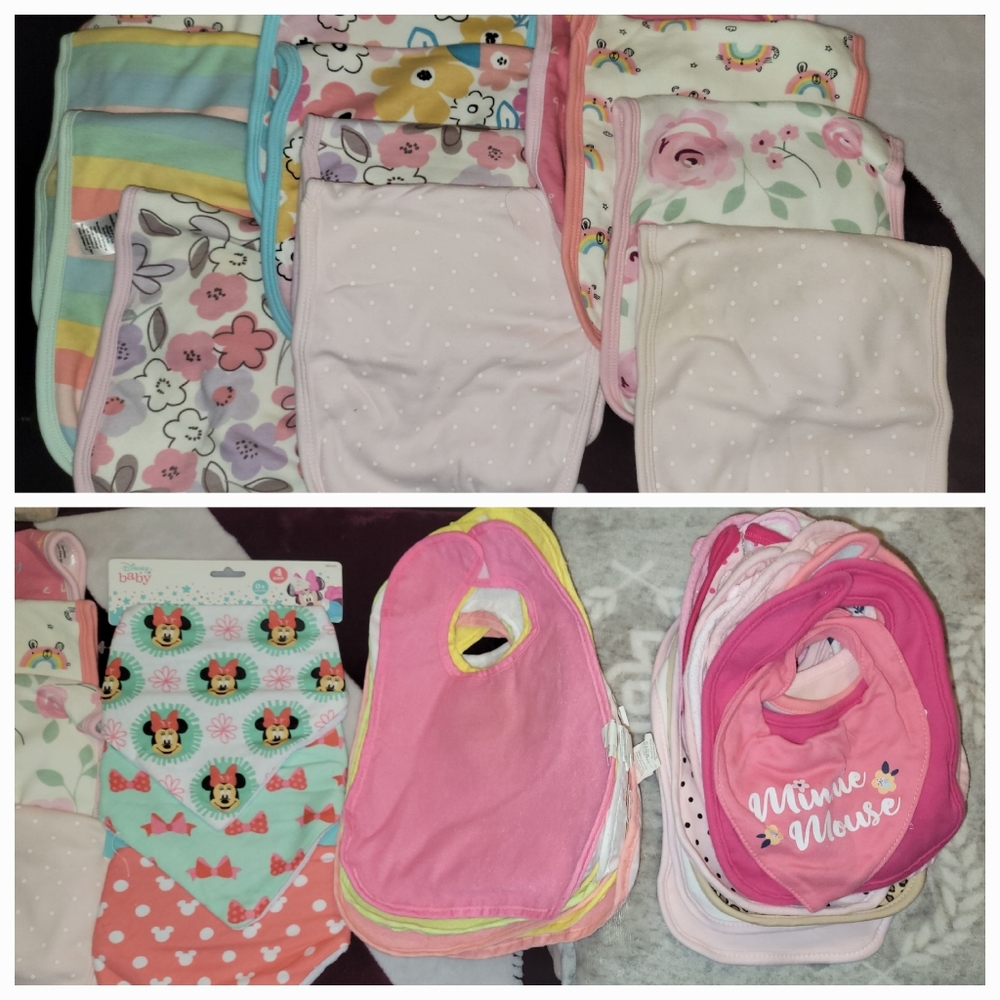 Infant Baby Girl Burping Cloths & Bibs